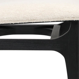 Barrett Ivory Linen Upholstered Modern Dining Side Chair with Black Mindi Wood Frame
