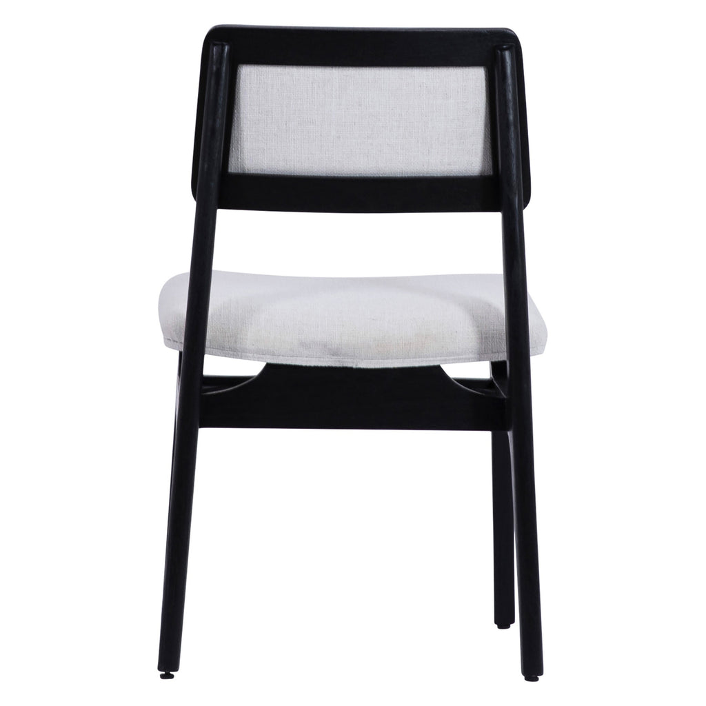 Barrett White Linen Upholstered Modern Dining Side Chair with Black Mindi Wood Frame