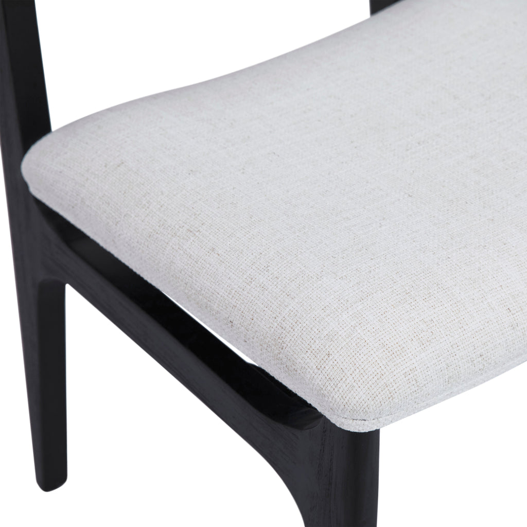 Barrett White Linen Upholstered Modern Dining Side Chair with Black Mindi Wood Frame