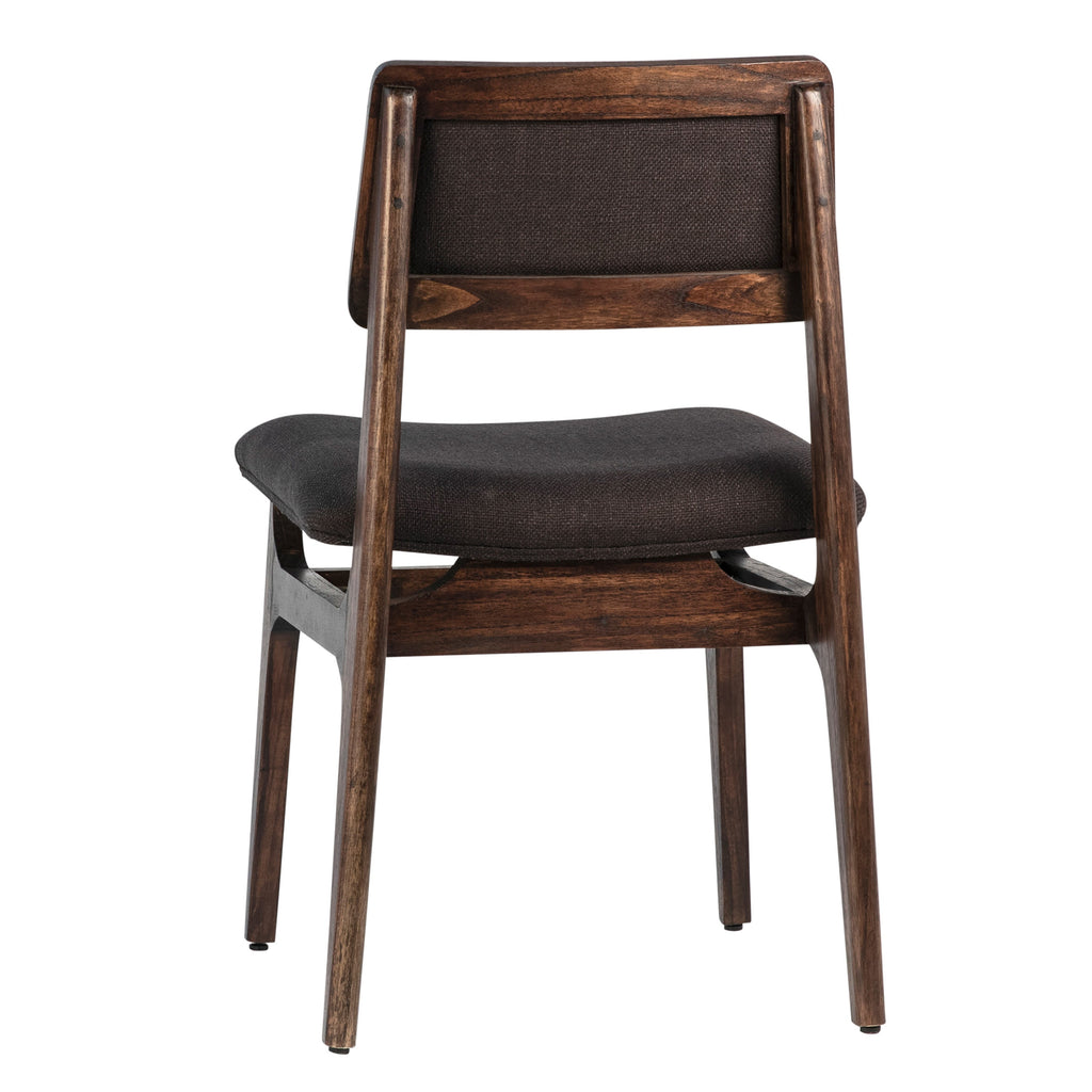 Barrett Black Linen Upholstered Modern Dining Side Chair with Dark Espresso Stained Mindi Wood Frame