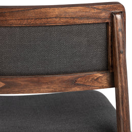 Barrett Black Linen Upholstered Modern Dining Side Chair with Dark Espresso Stained Mindi Wood Frame