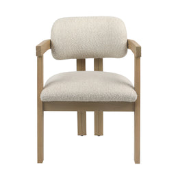 Nathaniel Dining Chair Boucle Upholstery and Mindi Wood - Off White and Natural Frame