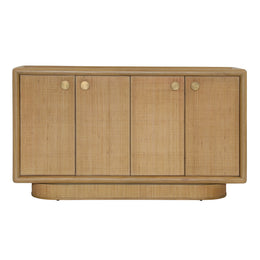 Crispa Sideboard Mindi Wood Veneer, Rattan, Glass and Metal - Natural and Brass Pulls