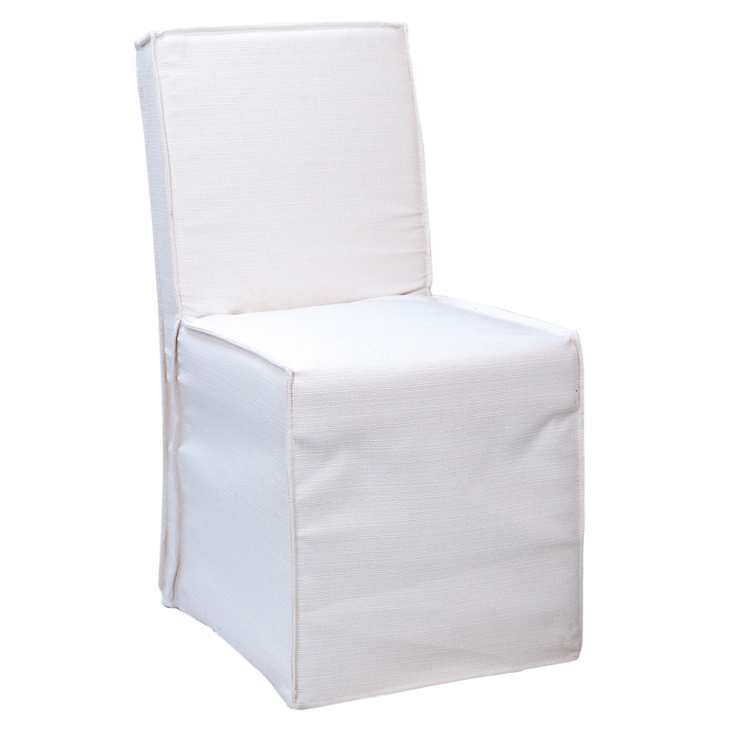 Arabella Cotton Blend Upholstered Slip Cover Style Parsons Dining Side Chair in White