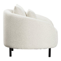 Nyla White Boucle Round Back Barrel Chair with Throw Pillows