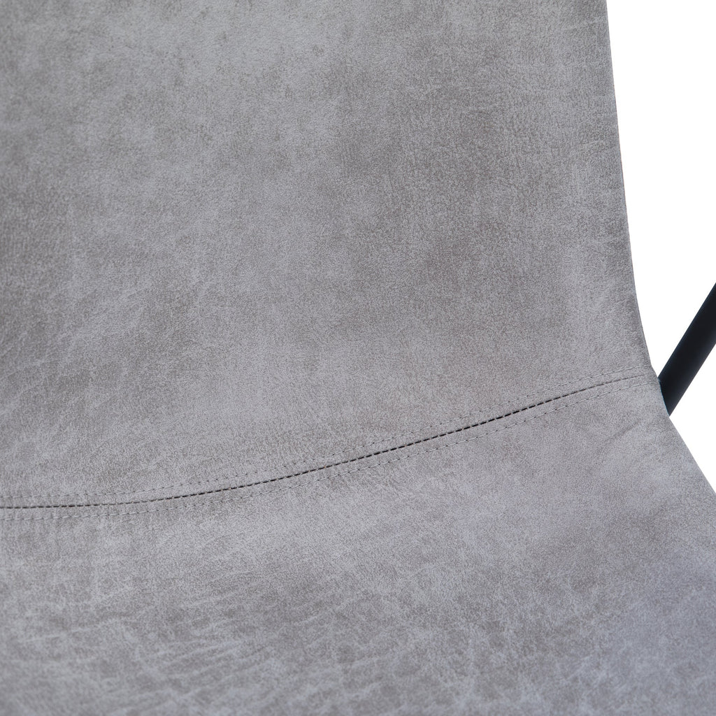 Dean Two-Toned Modern Stone Grey Vegan Leather and Matte Black Iron Framed Dining Arm Chair