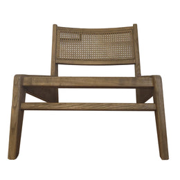 Paulino Urban Elm and Natural Woven Rattan Occasional Lounge Chair Finished in a Weathered Dark Brown