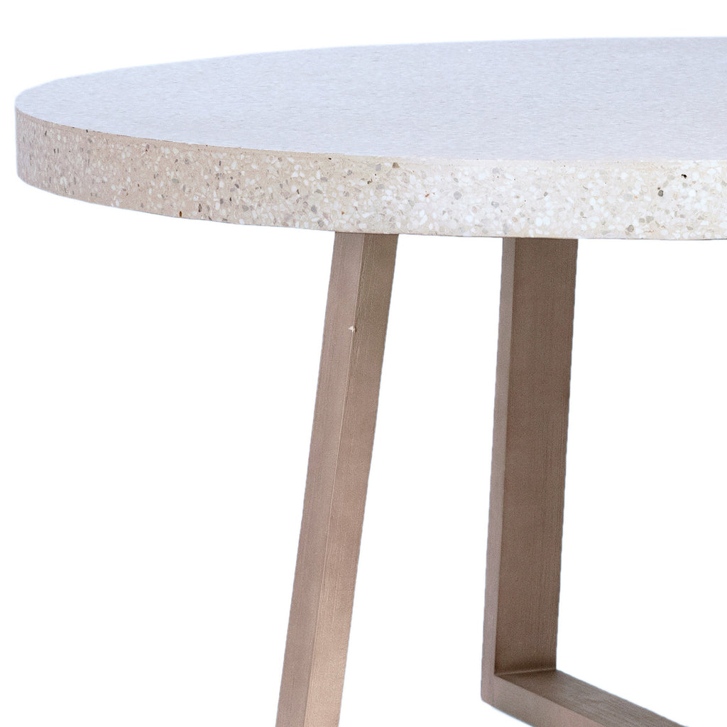 Aiden 55" Round White Terrazzo and Acacia Dining Table