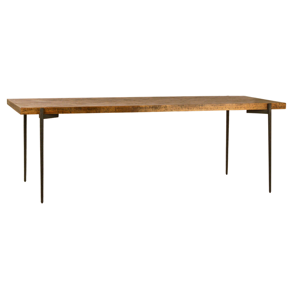 Myla 88" Rectangular Mango Wood and Cast Iron Dining Table
