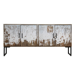 Claes Sideboard Mango Wood and Metal - Brown and White Antique