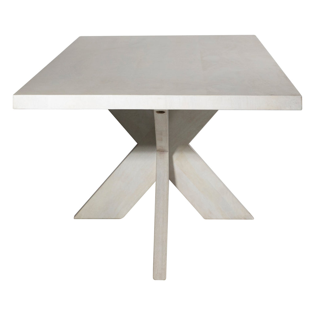 Gael 102" Rectangular Mango Wood Pedestal Table Finished in an Antique White Wash