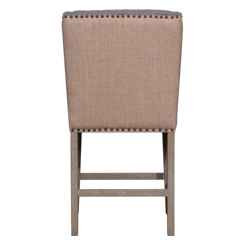 Abel Two-Toned Jute and Light Grey Performance Linen Wingback Counter Stool