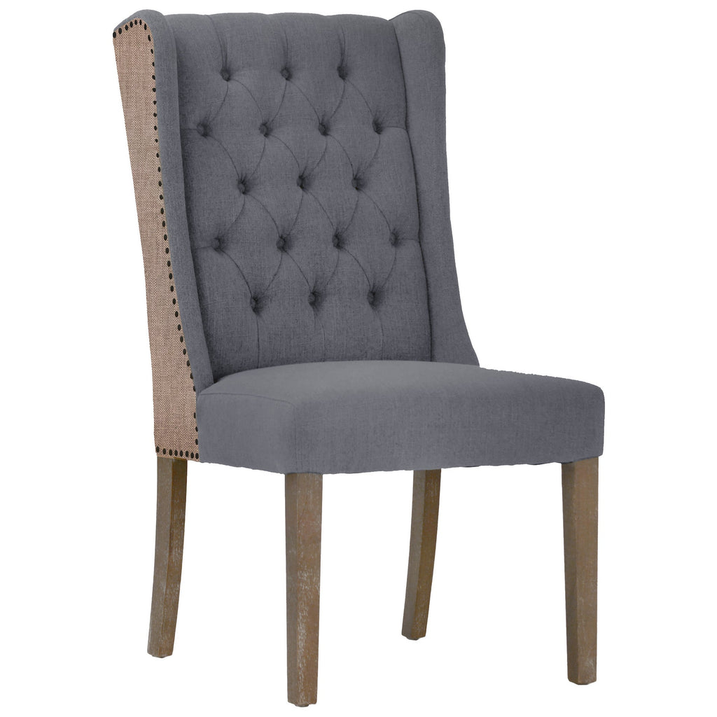 Abel Two-Toned Jute and Light Grey Performance Linen Wingback Dining Chair