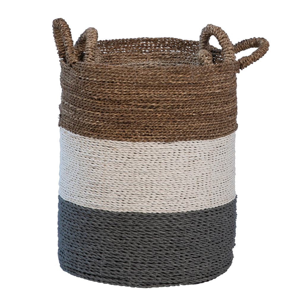 Himiko Hand Woven Tri-Colored Sea Grass Nesting Storage Baskets, Set of 4