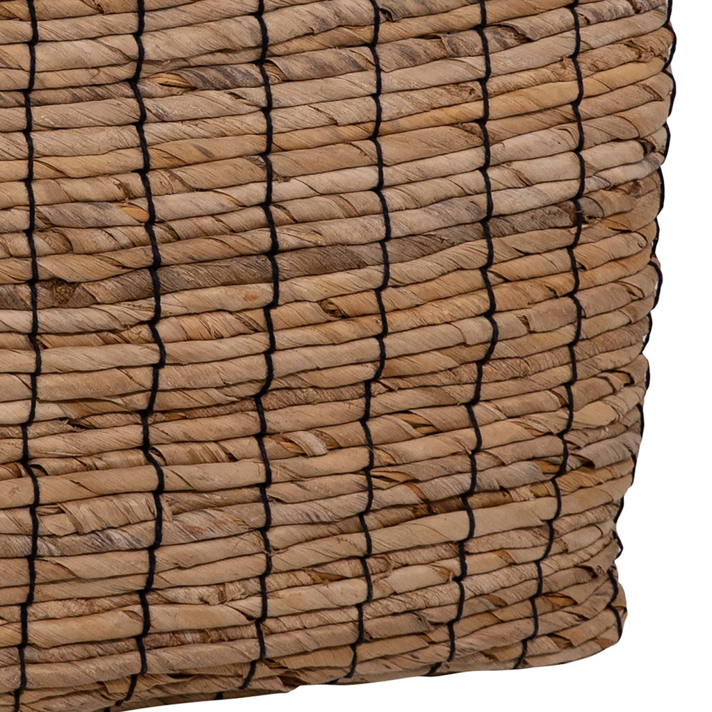 Kamielle Banana Fiber and Black Cotton Rope Hand Woven Square Shaped Storage Basket