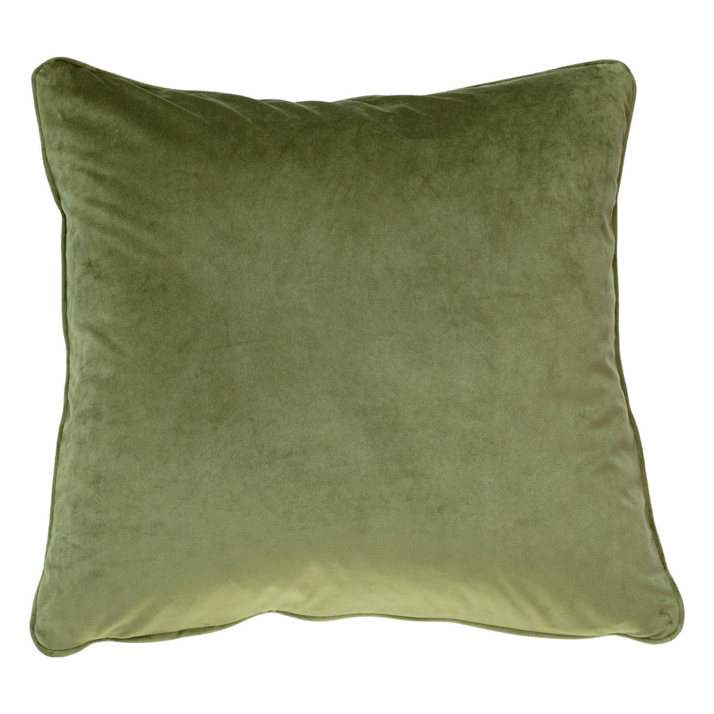 Sonora Plush Velvet 20x20 Square Throw Pillow, Olive Green