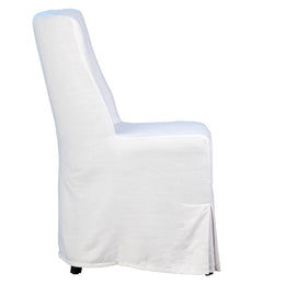 Caden White Linen Upholstered Slip Cover Parsons Dining Side Chair