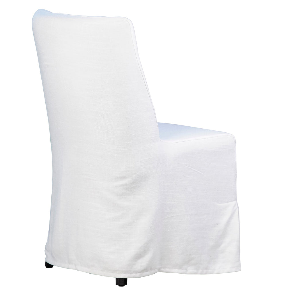 Caden White Linen Upholstered Slip Cover Parsons Dining Side Chair