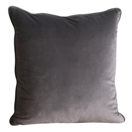 Sonora Plush Velvet 20x20 Square Throw Pillow, Dark Grey