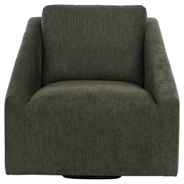 Wyatt Olive Green Chenille Modern Swivel Armchair