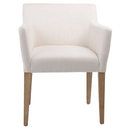 Bailey White Linen Narrow Track Arm Dining Arm Chair
