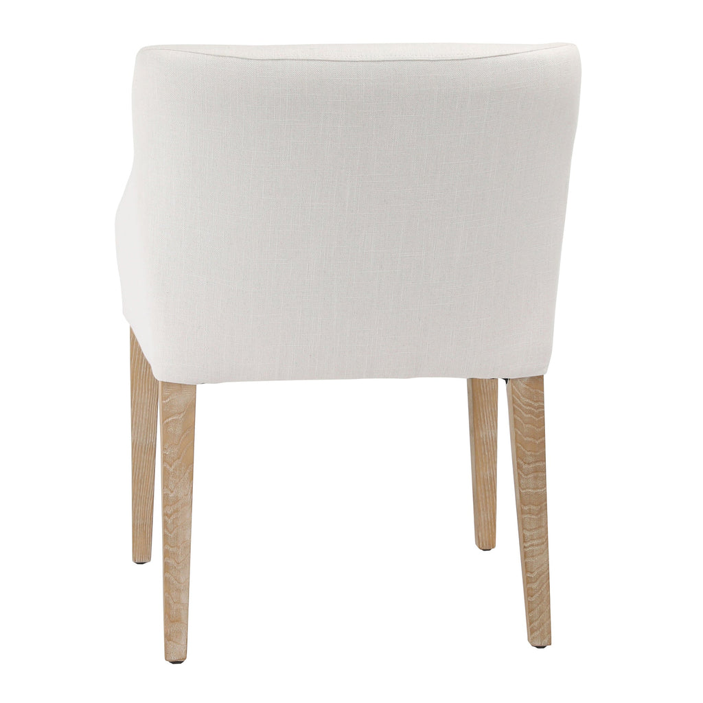 Naomi Linen Sloped Track Arm Dining Chair in White