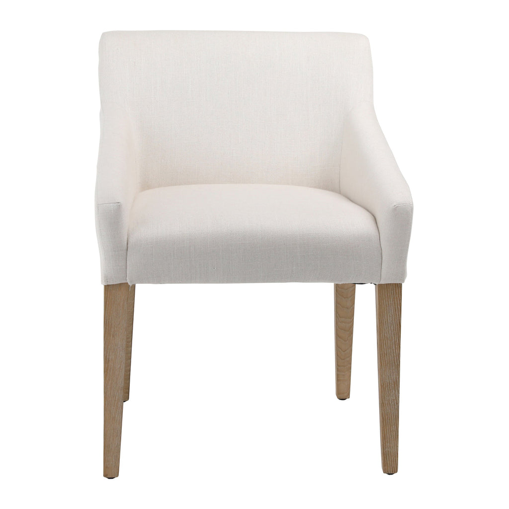 Naomi Linen Sloped Track Arm Dining Chair in White