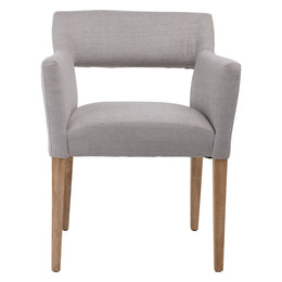 Bennett Grey Linen Narrow Track Arm Dining Chair with Cut out