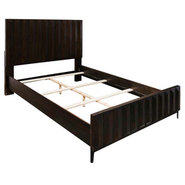 Emilia Medium Brown Pine Modern Panel Bed, Queen