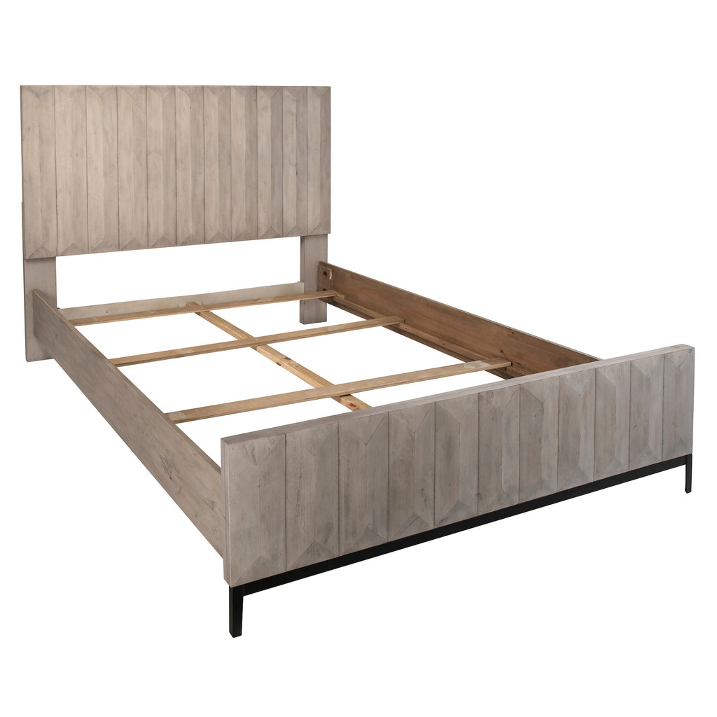 Emilia Grey Wash Pine Modern Panel Bed, Queen
