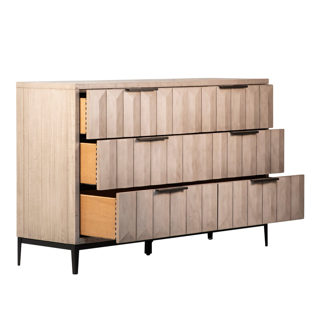 Emilia Grey Wash Pine Modern 6-Drawer Storage Dresser