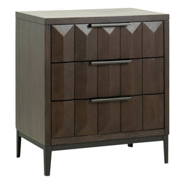 Emilia Medium Brown Pine Modern 3-Drawer Storage Nightstand