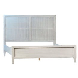 Xander Reclaimed Acacia White Wash Coastal Panel Bed with Textured Headboard inlay, Eastern King