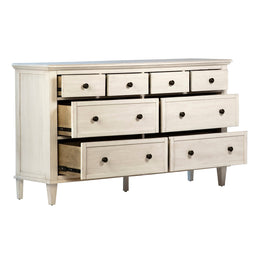 Xander Reclaimed Acacia White Wash Coastal 8-Drawer Dresser with Iron Hardware