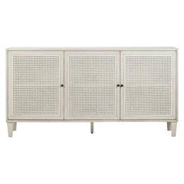 Xander Reclaimed Acacia White Wash Coastal 66" Long 3-Door Sideboard with Iron Hardware