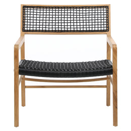 Chloe Natural Teak and Black Synthetic Rattan Occasional Arm Chair