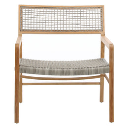 Chloe Natural Teak and Grey Synthetic Rattan Occasional Arm Chair