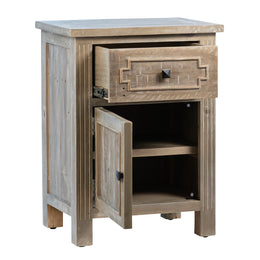 Dakota Antique Grey Finish Reclaimed Pine Storage Side Table