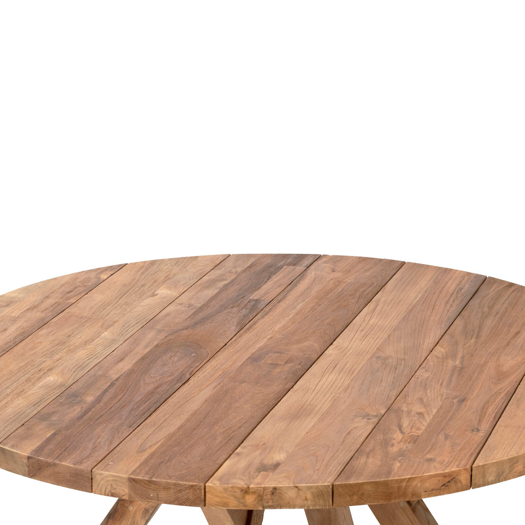 Maddox 51" Round Indoor-Outdoor Teak Dining Table with Pedestal Base
