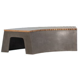 Ezra 67" Indoor-Outdoor Curved Concrete and Teak Bench