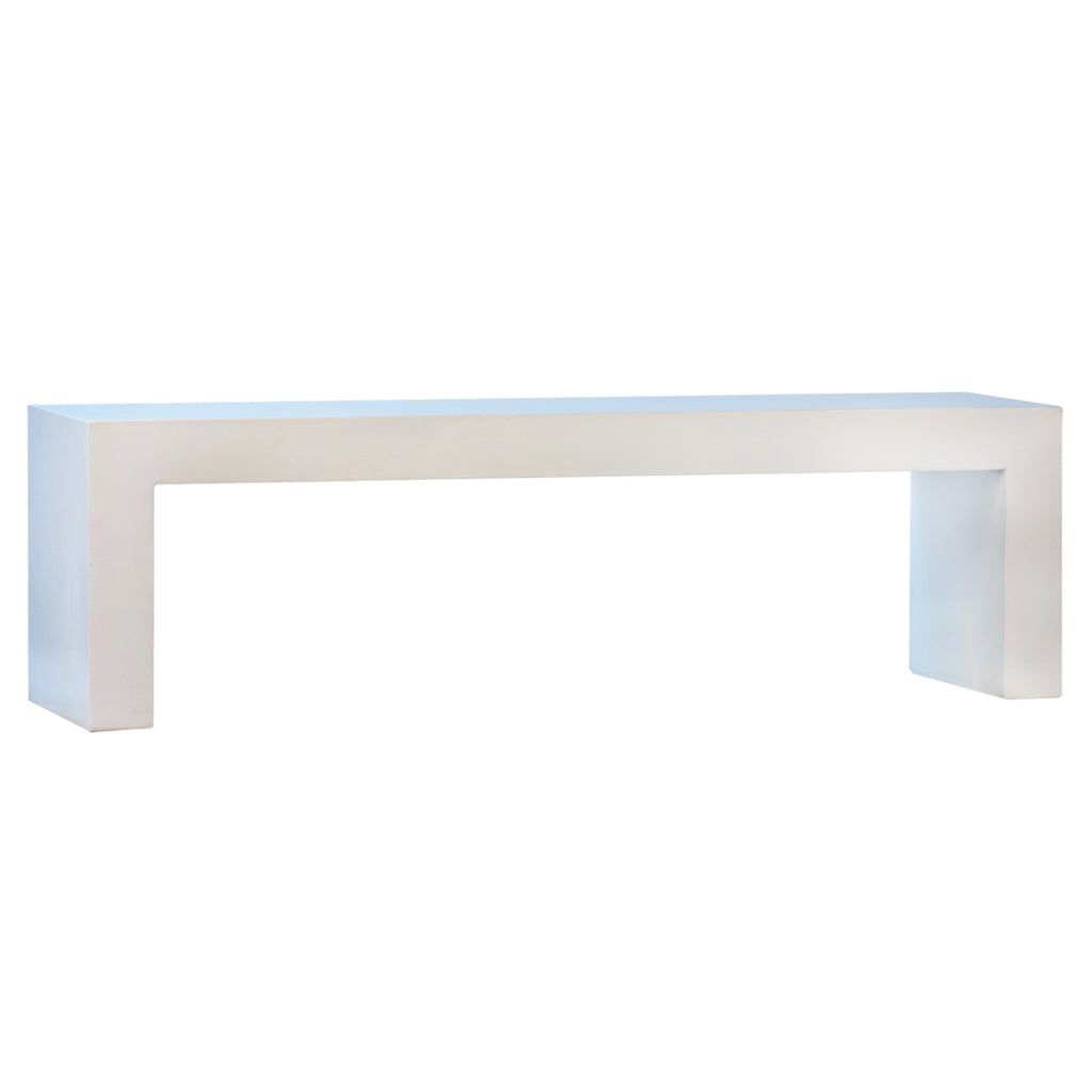 Layla 63" Indoor-Outdoor White Concrete Waterfall Bench