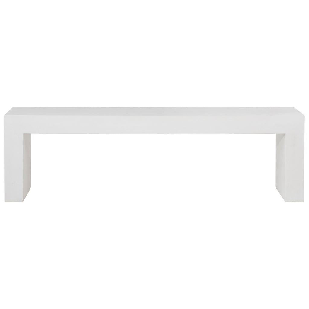 Layla 63" Indoor-Outdoor White Concrete Waterfall Bench