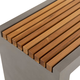 Alania 60" Concrete and Teak Indoor-Outdoor Bench
