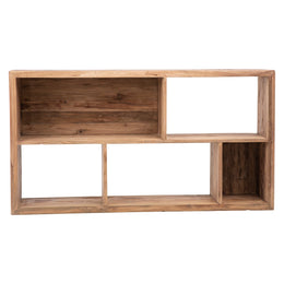 Grislow 60" Wide Reclaimed Teak Low-Profile Cube Bookcase