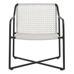 Catalina Indoor-Outdoor Grey and Black Woven Rope and Iron Occasional Chair