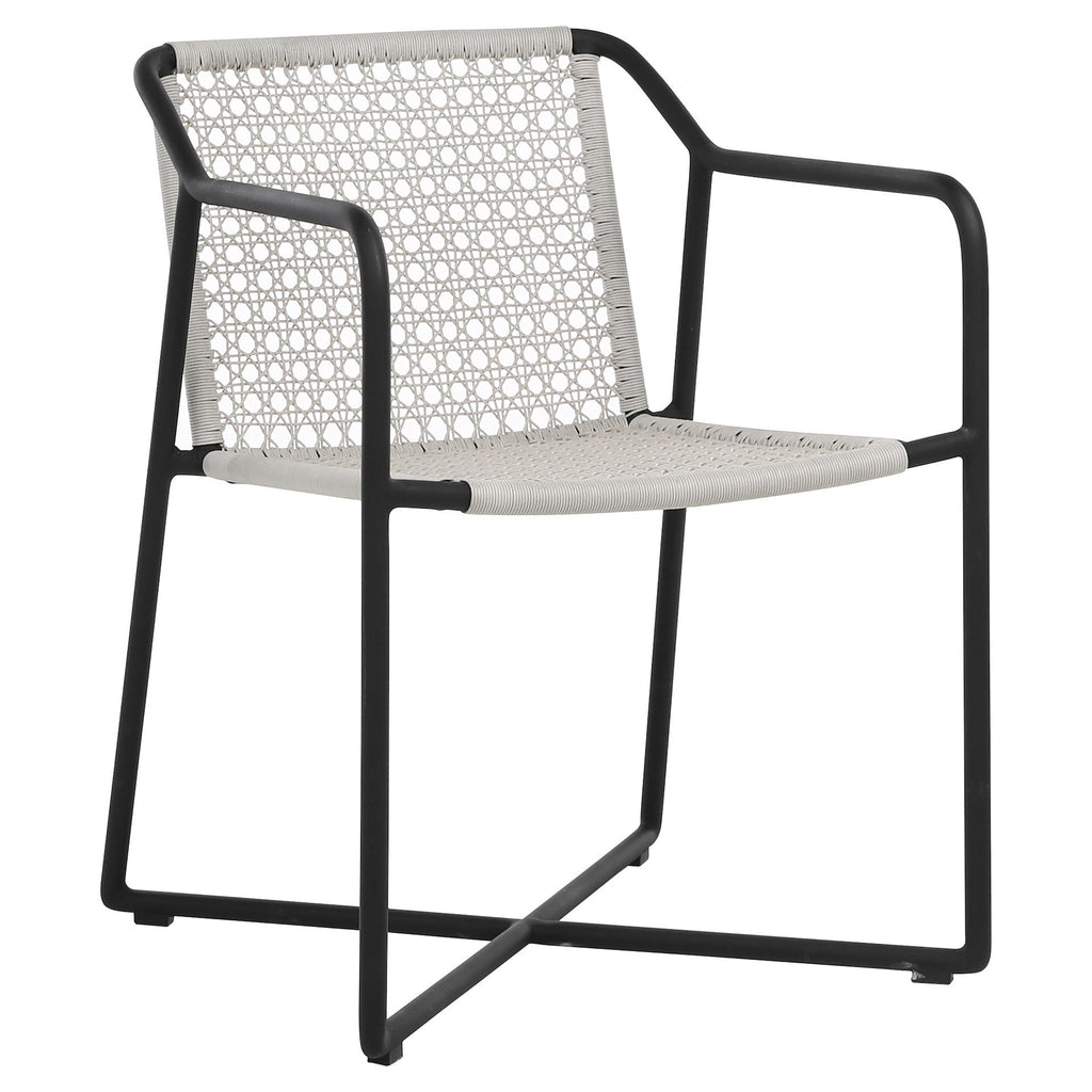 Catalina Indoor-Outdoor Grey and Black Woven Rope and Iron Dining Arm Chair