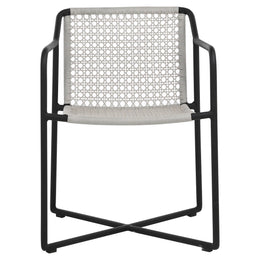 Catalina Indoor-Outdoor Grey and Black Woven Rope and Iron Dining Arm Chair