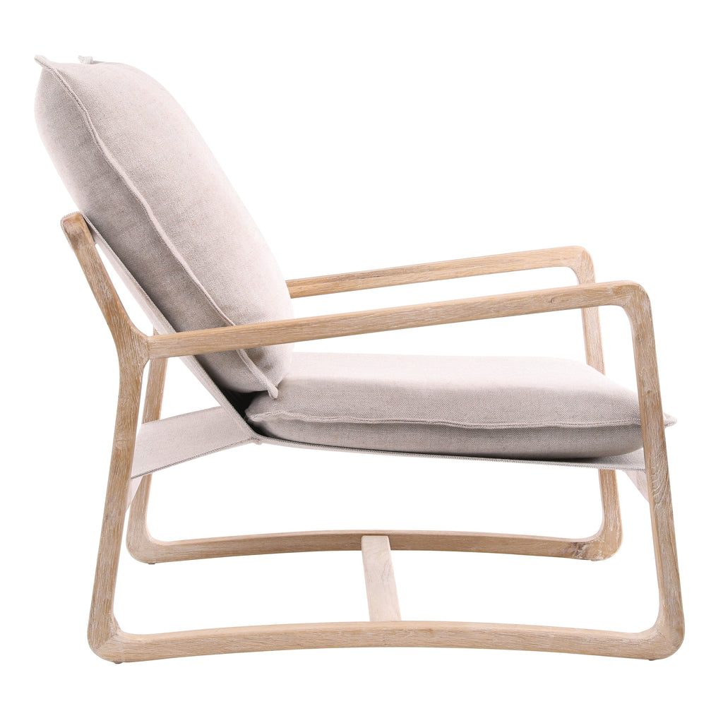 Axel Modern Bleached Oak and Sand Cotton Upholstered Lounge Occasional Chair