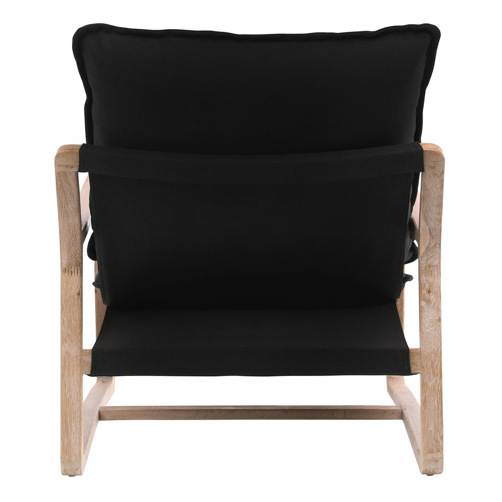 Axel Modern Natural Oak and Black Cotton Upholstered Lounge Occasional Chair
