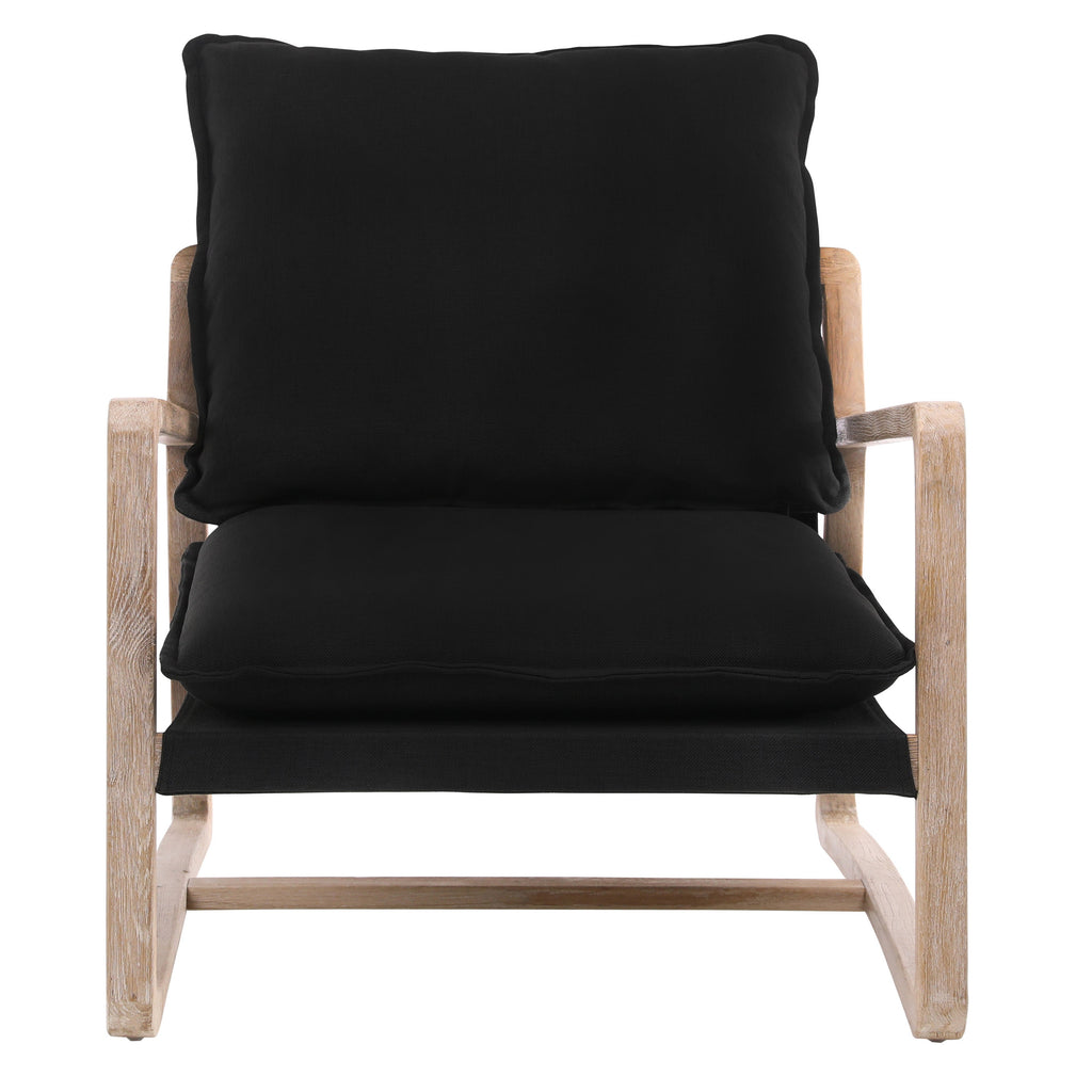 Axel Modern Natural Oak and Black Cotton Upholstered Lounge Occasional Chair